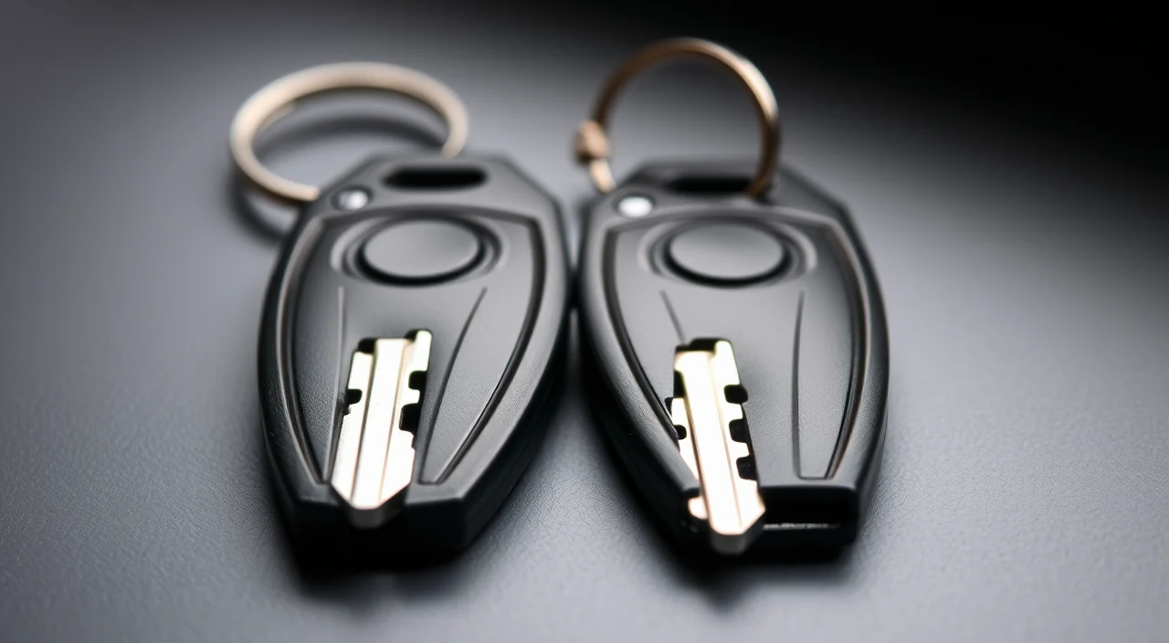 A worn car key beside a freshly cut replacement showing the difference in the cut profile